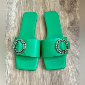 OPEN EDIT Lely Slide Sandal - Green Vibrant Size 7 NWT